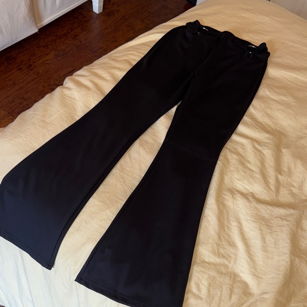 Princess Polly Stretchy Black Flared Cutout Pants